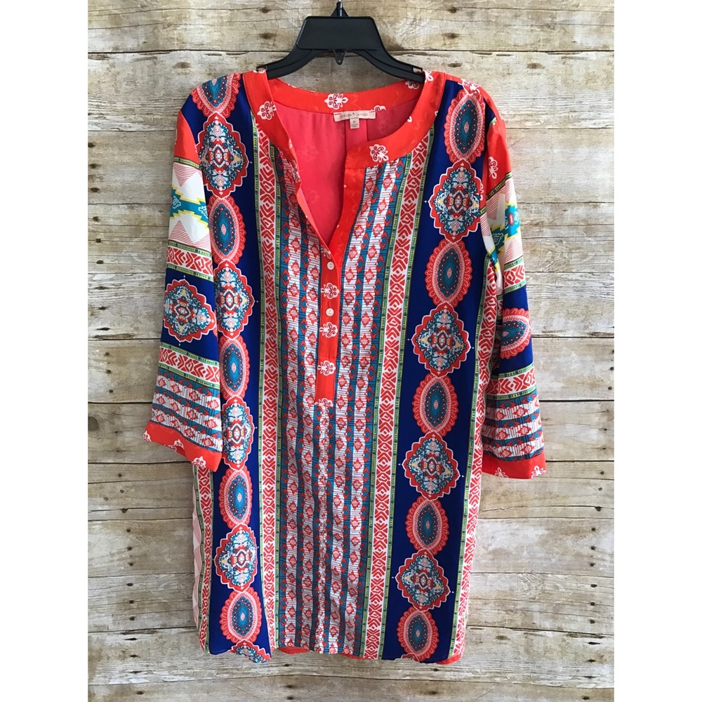 Gibson Latimer • Button Patterned Shift Dress M
